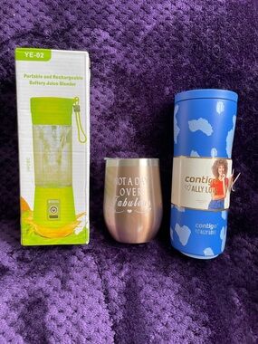 Contigo Ally Love Blue Tumbler, Mug With Lid,Juice Blender Rechargeable NEW